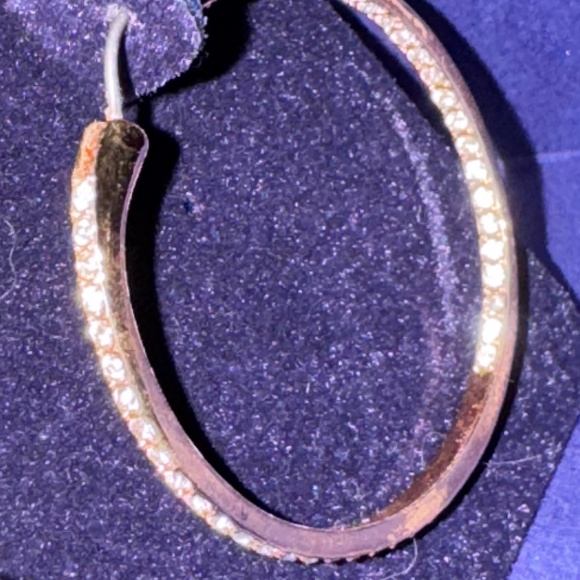 NEW Swarovski crystal rose gold hoops medium, three earrings - Picture 3 of 9